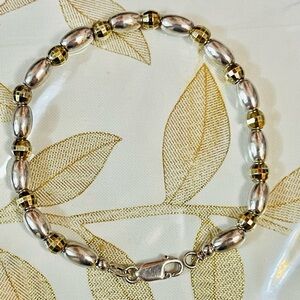 Vintage MILOR 925 Italy Sterling Silver Beads Ball Pearl   Bracelet Sz 7”